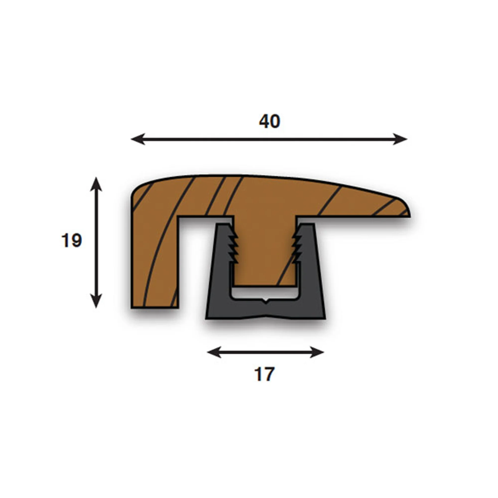 Natural Oak - Lacquered Oak End Profile Door Bar 990mm - Image 3