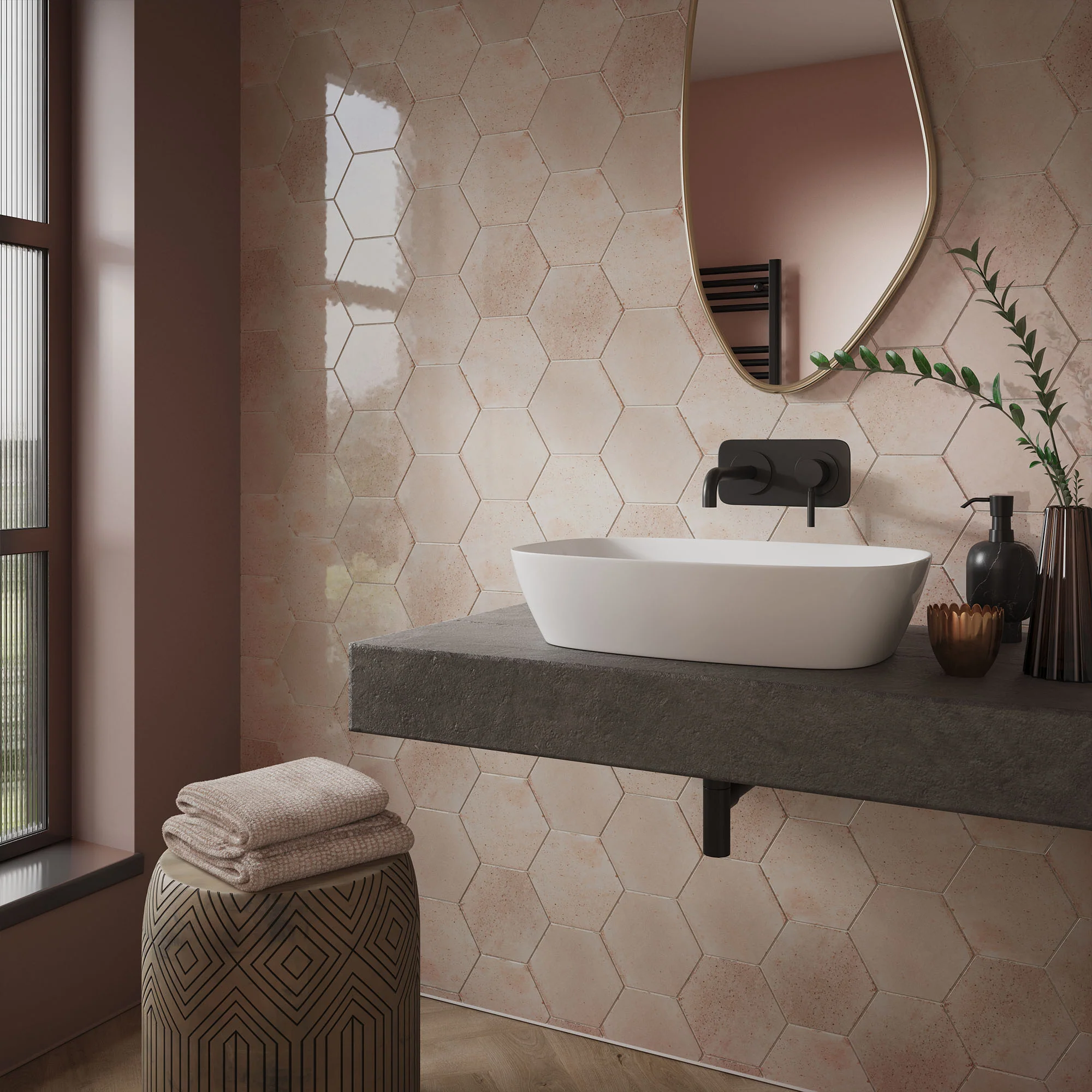 Rose - Aura 8mm Gloss Tile Sample (P12065) - Image 2