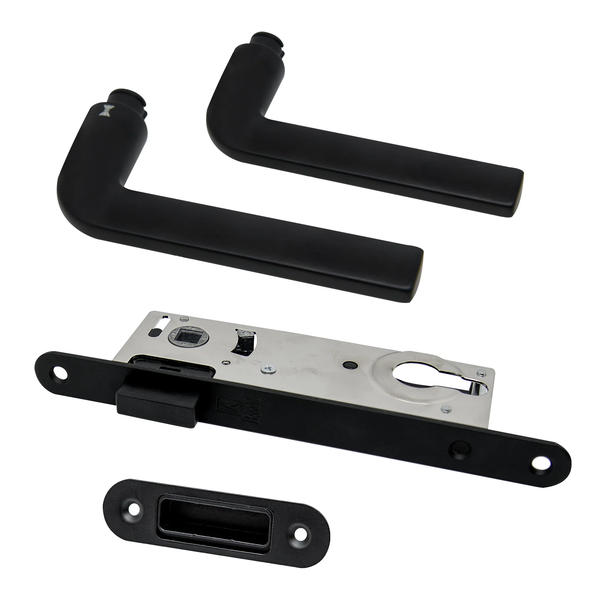 Studio Industrial Round Rose Euro Lock Door Handle Set - Matt Black
