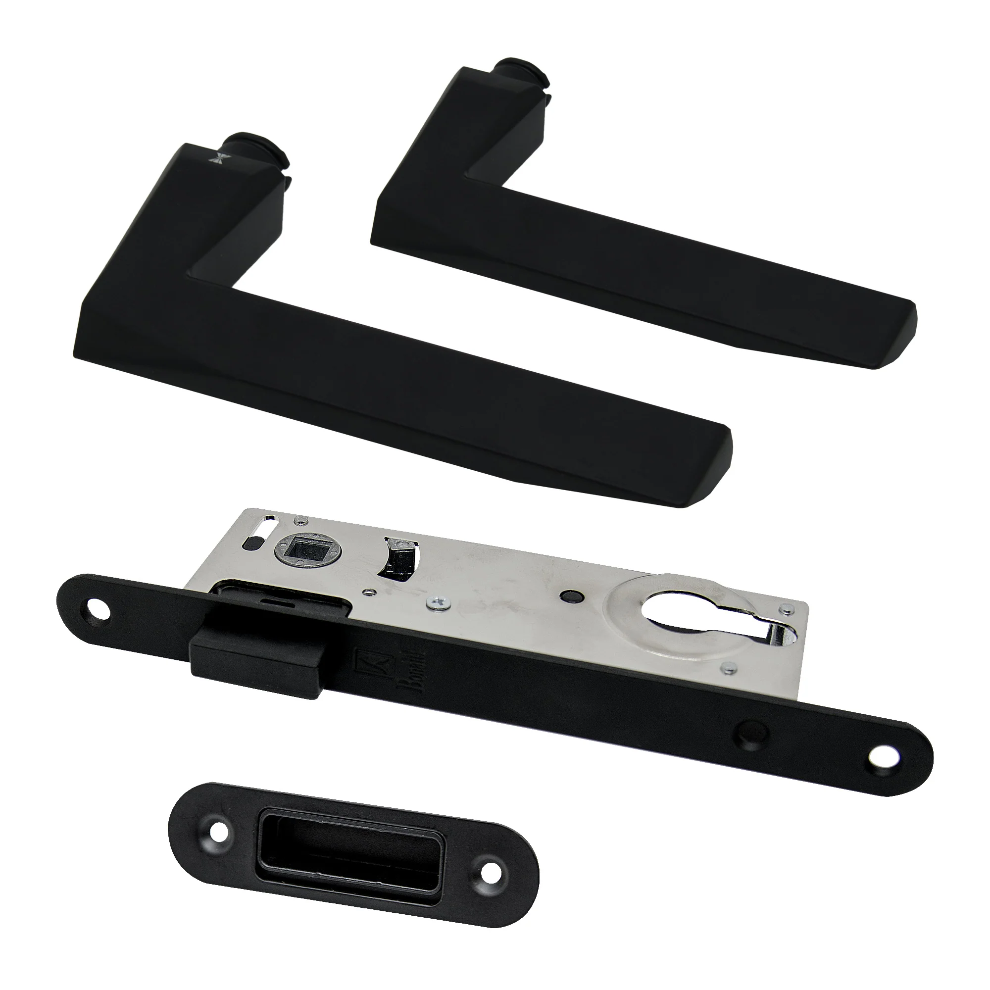 Studio Industrial Slim Edge Square Rose Euro Lock Door Handle Set - Matt Black