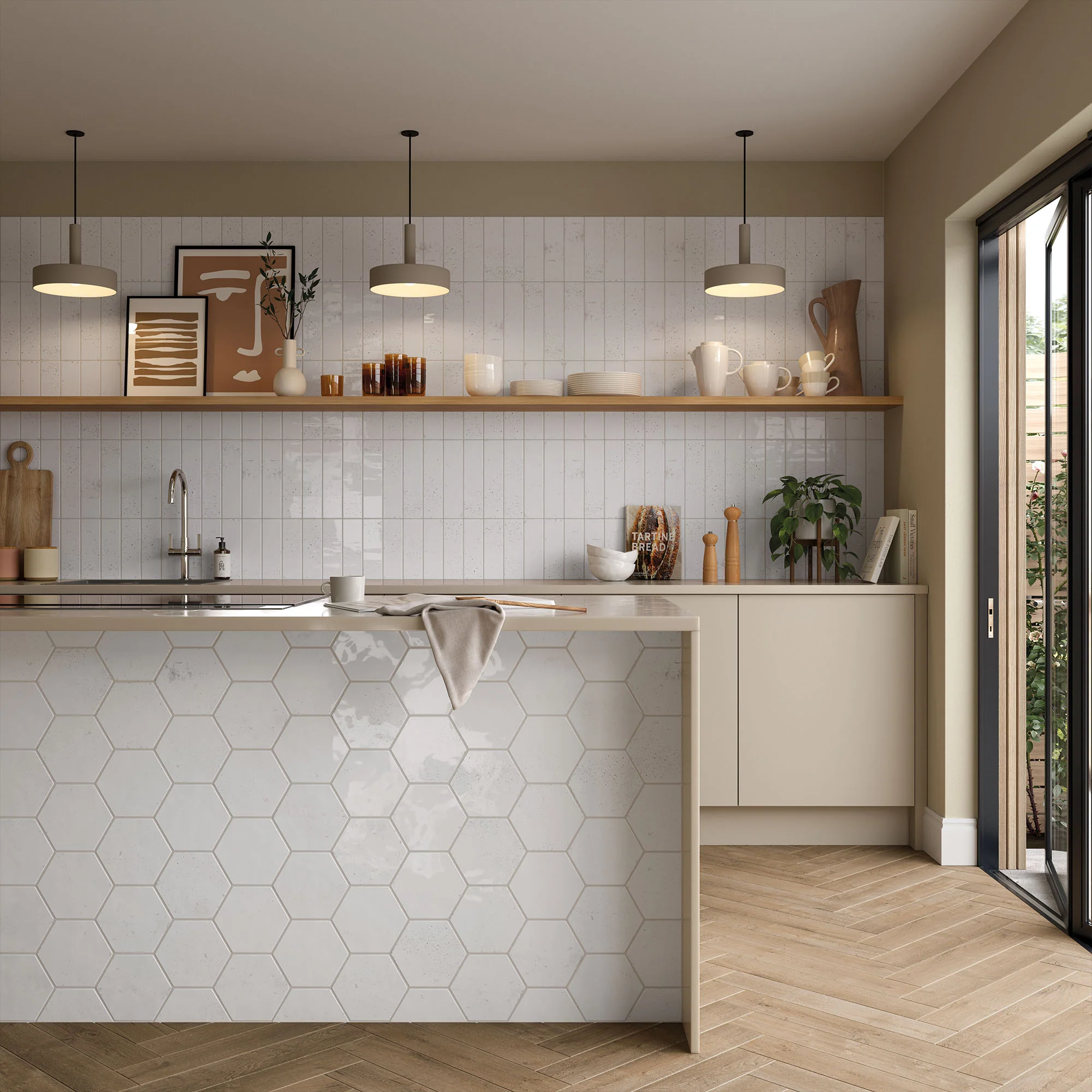 White - Aura 8mm Gloss Tile Sample (P12066) - Image 3