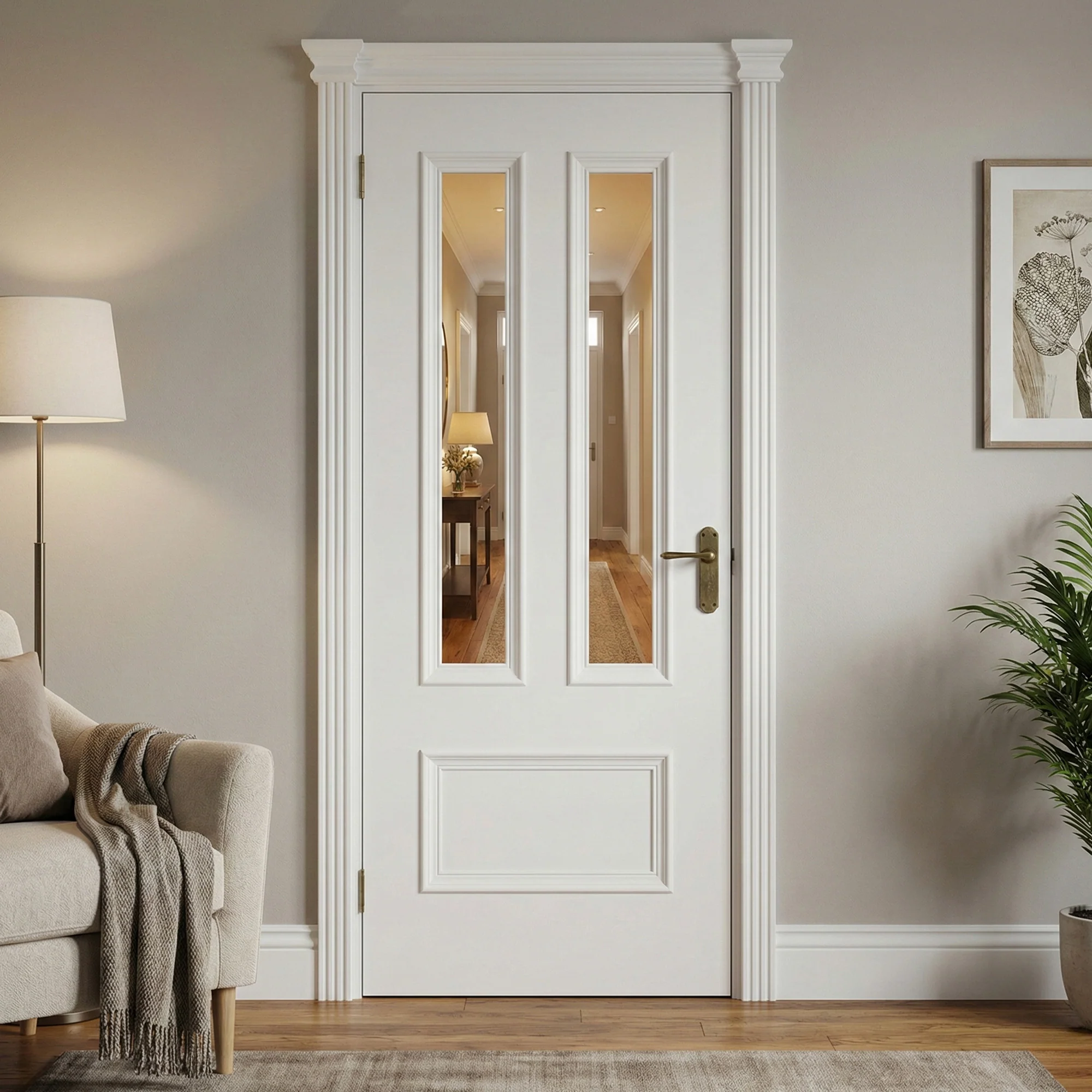 White Internal Fully Finished Clear Glass Belgravia 3 Panel Door