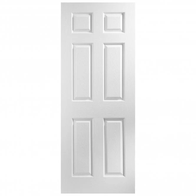 White Internal Moulded Lifestyle Fully Finished Textured 6 Panel FD30 Fire Door - Image 3