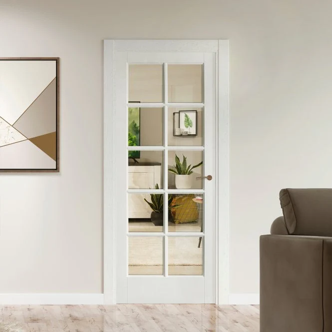 White Internal Primed SA 10 Light Clear Glass Door